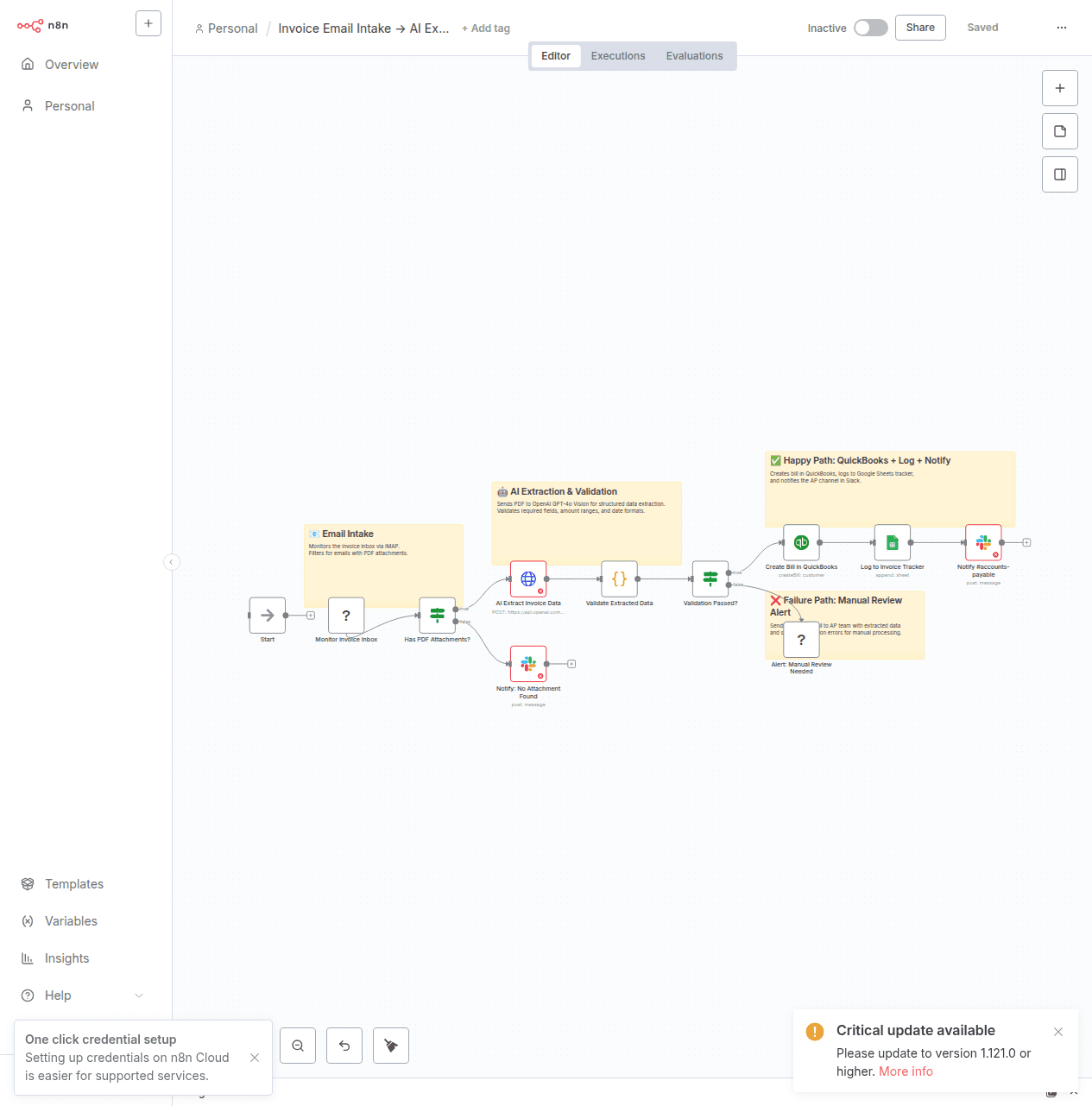 Invoice intake automation